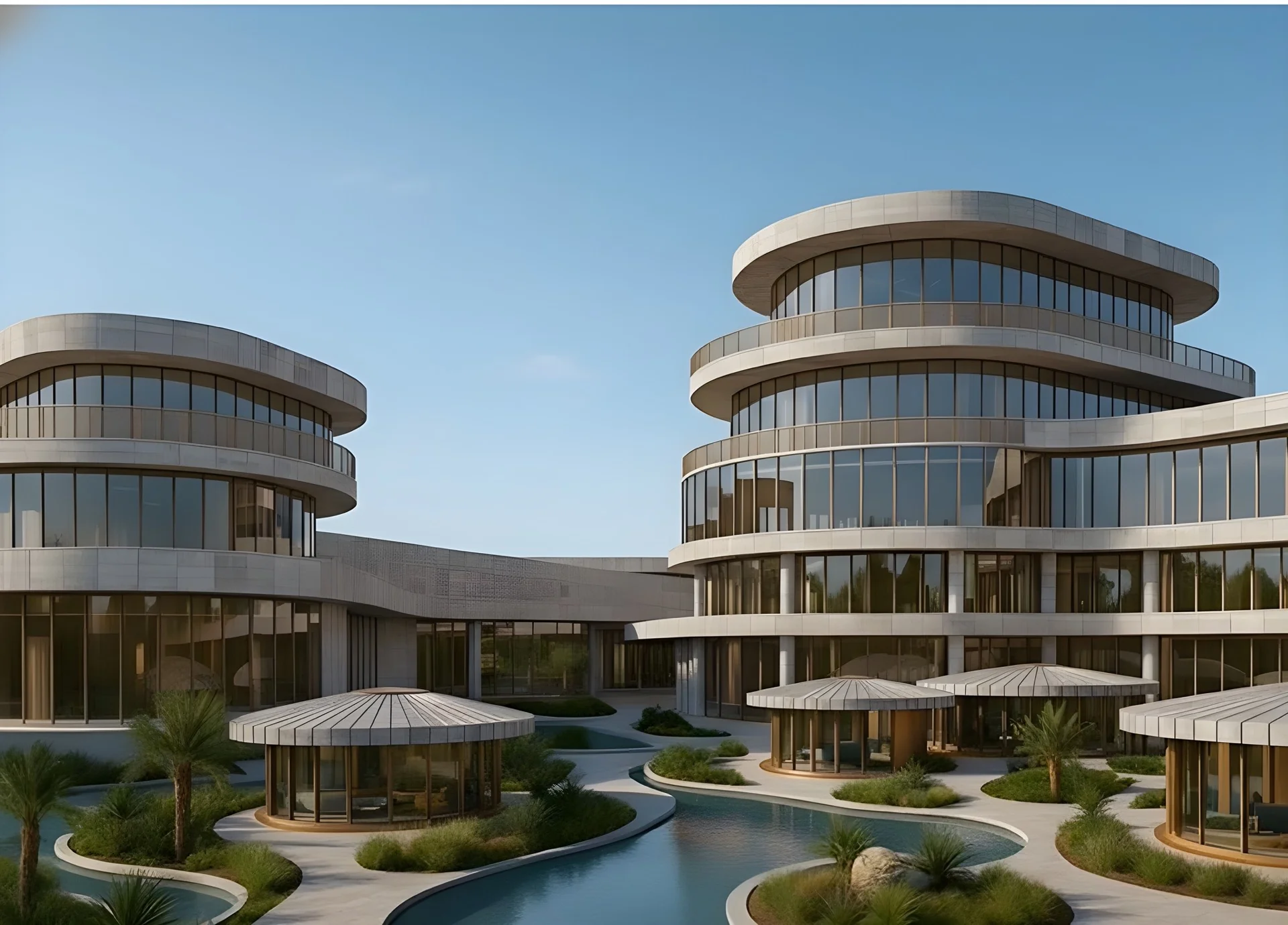 AYARA — Luxury resort lobby with organic flowing architecture